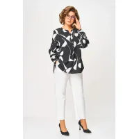 Блузка Swallow 851.1 чёрный в белый принт