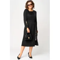 Платье Eva Grant 7220Б черный+принт капучино