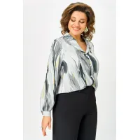 Блузка Swallow 772.5 Принт  серо-бежевые разводы