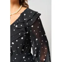 Платье Eva Grant 7297В черный в белый горох