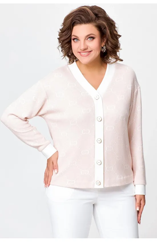 Кофта Swallow 695 пастельный бежевый в принт