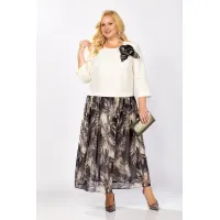 Платье Кокетка И К 1314 молочный+серый