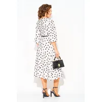 Платье Лилиана 1511Л молочный+горох