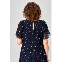 Платье Eva Grant 7116 синий горох