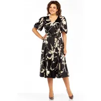 Платье Милора-Стиль 1419 черный с принтом