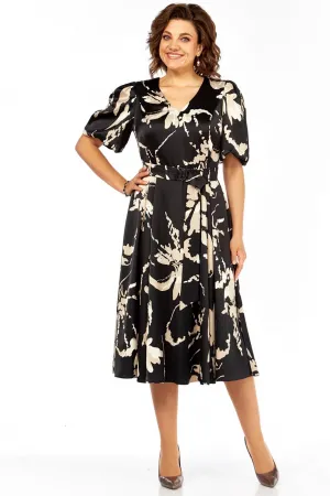 Платье Милора-Стиль 1419 черный с принтом