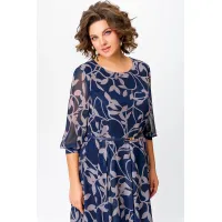 Платье Swallow 780 Синий, принт Ночной сад