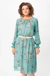 Платье Swallow 819.1 бирюзовый, принт «коричневые веточки»