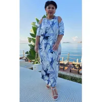 Платье Vittoria Queen 28633 молочный, синий, принт