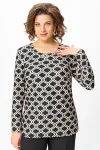 Блузка Swallow 878 чёрный, Принт «молочные ретро-волны»