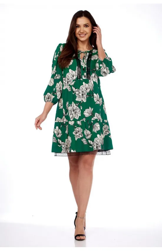 Платье Милора-Стиль 1035 зеленый в цветы Платье Милора-Стиль 1035 зеленый в цветы