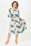 Платье Swallow 885.2 бежевый принт «ярко-голубые и белые листья»