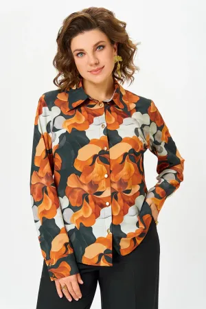 Блузка Swallow 884.2 чёрно-рыжий принт