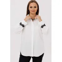 Блузка Mislana 12412 белый(отделка кружево) Блузка Mislana 12412 белый(отделка кружево)