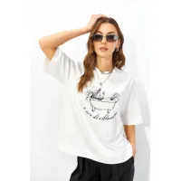 Майка Люше 4341 молоко+черный