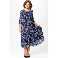 Платье Swallow 780 Синий, принт Ночной сад