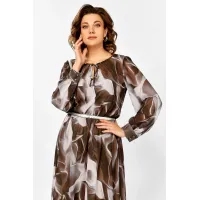 Платье Swallow 876.2 коричнево- серый принт