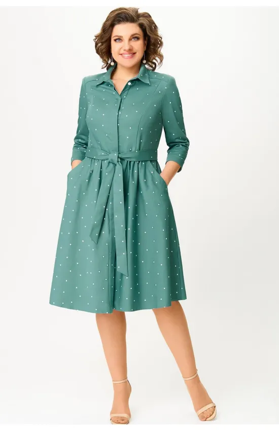 Платье Дали 5348А зелёный горох