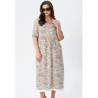 Платье Your Size 2253/164 Серо-бежевый с принтом