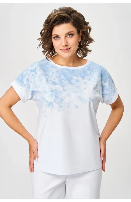 Блузка Rumoda 2258 бело-голубой