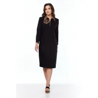 Платье Vilena Fashion 1021 черный+леопард