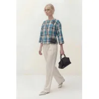 Кофта Lokka 1858С топ белый/бирюзовый клетка