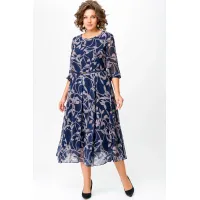Платье Swallow 780 Синий, принт Ночной сад