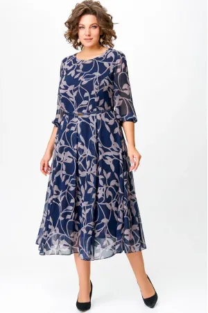 Платье Swallow 780 Синий, принт Ночной сад