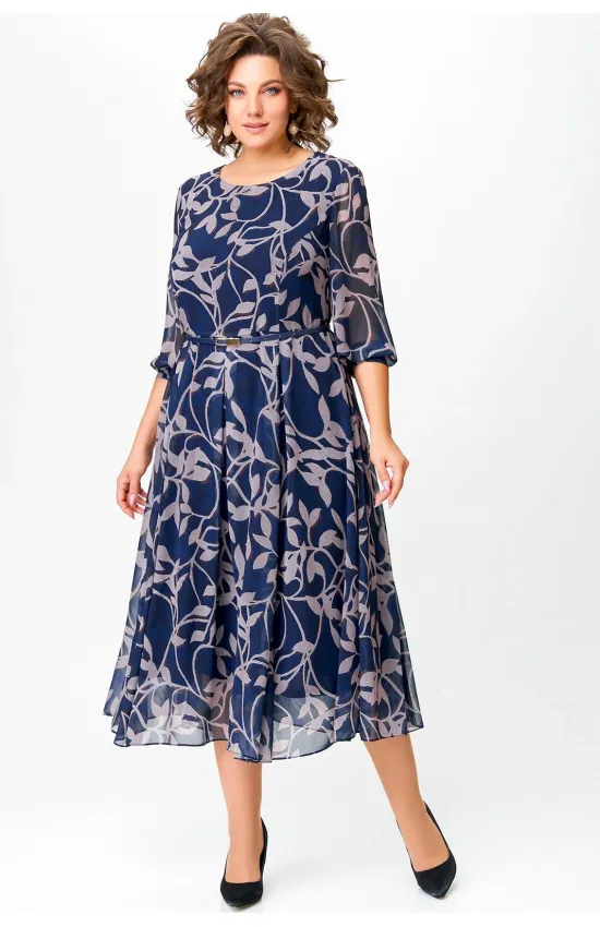 Платье Swallow 780 Синий, принт Ночной сад