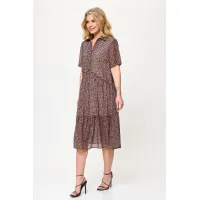 Платье Talia Fashion 424 геометрический принт в черно- коричневых тонах.