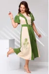 Платье Асолия 2682 бежево-зелёный