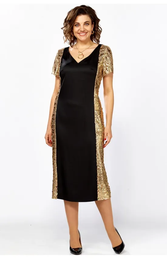 Платье Mira Fashion 5632 черный+золото