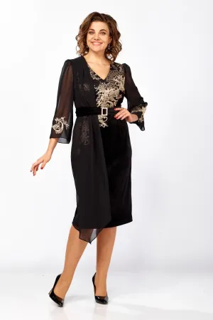 Платье Mira Fashion 5625 черный + золото