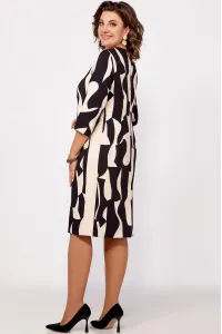 Платье Swallow 798 бежево-чёрный принт