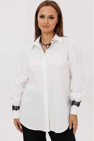 Блузка Mislana 12412 белый(отделка кружево)