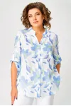 Блузка Swallow 852 белый/принт голубые цветы