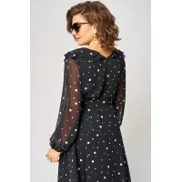 Платье Eva Grant 7297В черный в белый горох
