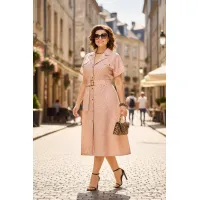 Платье Лилиана 1521 кофе+горох