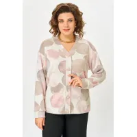 Кардиганы Swallow 889.1 молочный/принт круги в тёмно-бежевых оттенках