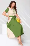 Платье Асолия 2681 бежево-зелёный