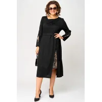 Платье Eva Grant 7220Б черный+принт капучино