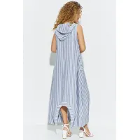 Платье Euromoda 683 серо-синий+белый