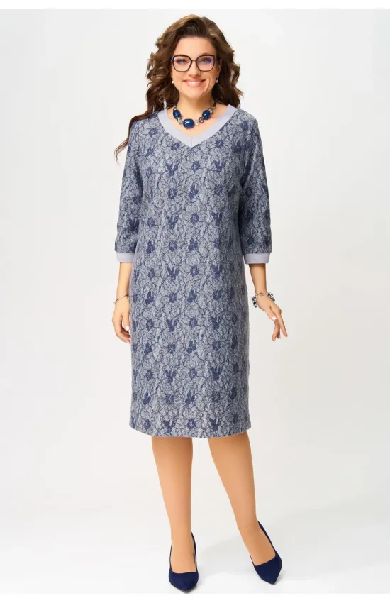 Платье Fita 5091 Роксана серо-синий