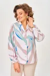 Блузка Swallow 772.4 пудровый, в мятный, бежевый и ярко-голубой принт