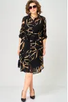 Платье Eva Grant 7046 черный+принт ленты