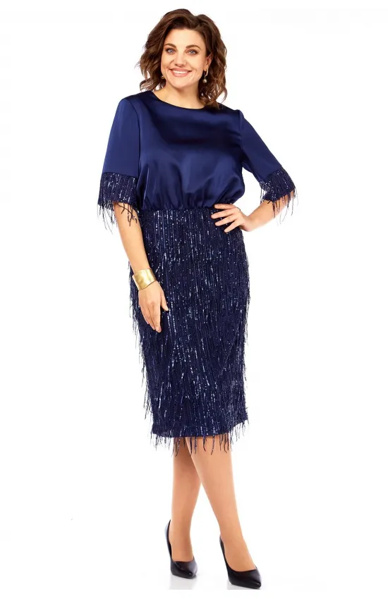 Платье Ольга Стиль С982 синий