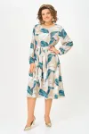 Платье Swallow 885.2 бежевый принт «ярко-голубые и белые листья»