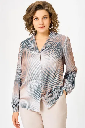Блузка Swallow 783.4 Кофейный принт, разводы деним