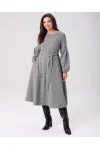 Платье Your Size 2269/164 Черно-белый в «гусиную лапку»
