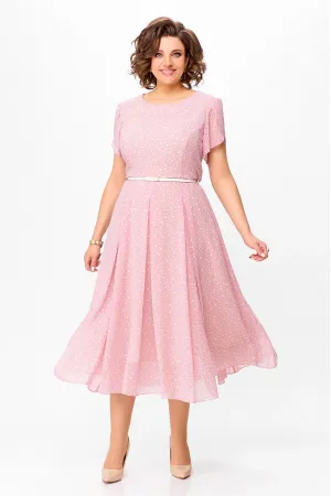 Платье Swallow 741 нежно-розовый в белый горох